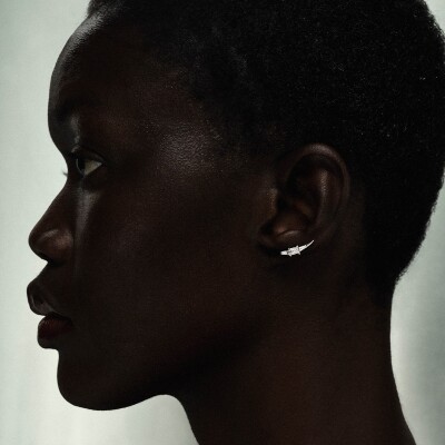 Bibi van der Velden Alligator Climber Single Earring (Right), in white gold and diamonds