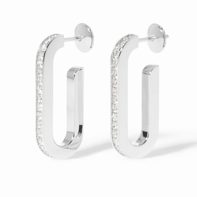 Boucles d'Oreilles dinh van Maillon Grand Modèle en or blanc et diamants
