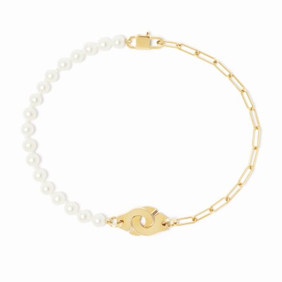 Bracelet dinh van Menottes XS sur rang de perles et chaîne