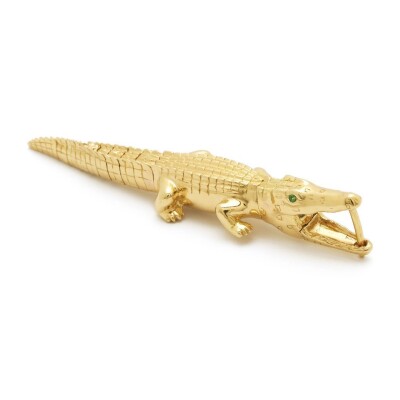 Bibi van der Velden Alligator Single Earring in Yellow Gold and Tsavorites