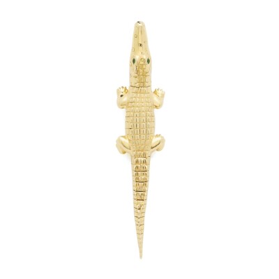 Bibi van der Velden Alligator Single Earring in Yellow Gold and Tsavorites