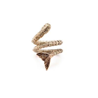 Bague Bibi van der Velden Waves Mermaid Tail en or rose, or blanc et diamants
