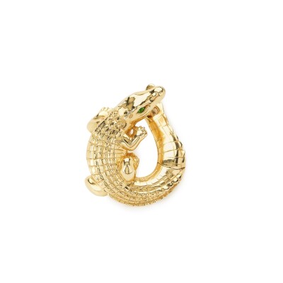 Bibi van der Velden Alligator Single Earring (right) in yellow gold and tsavorites