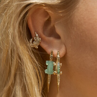 Bibi van der Velden Alligator Single Earring in yellow gold, yellow sapphires, and tsavorites