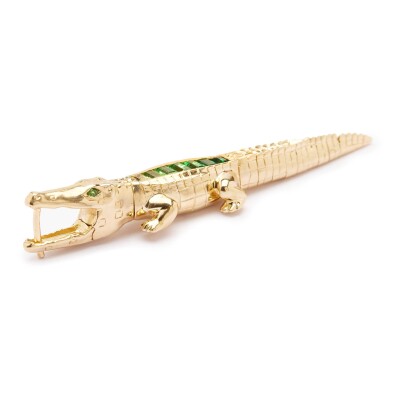 Bibi van der Velden Alligator Single Earring in yellow gold, yellow sapphires, and tsavorites