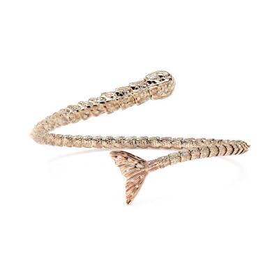 Bracelet Bangle Bibi van der Velden Waves Meandering Mermaid Tail en or rose, or blanc et diamants