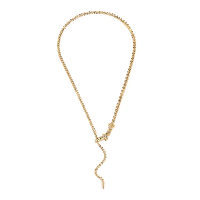Collier Bibi van der Velden Alligator Extra Long en or jaune et tsavorites