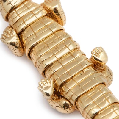 Bracelet Bibi van der Velden Alligator Wrap en or jaune et tsavorites