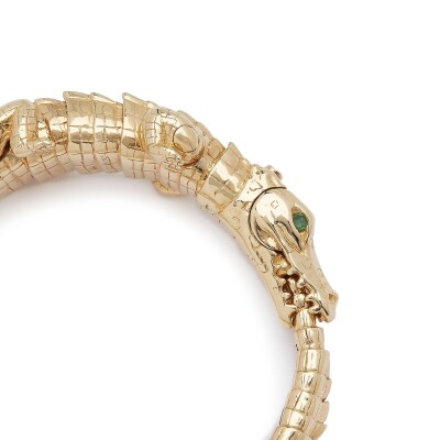 Bracelet Bibi van der Velden Alligator Wrap en or jaune et tsavorites