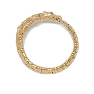Bracelet Bibi van der Velden Alligator Wrap en or jaune et tsavorites