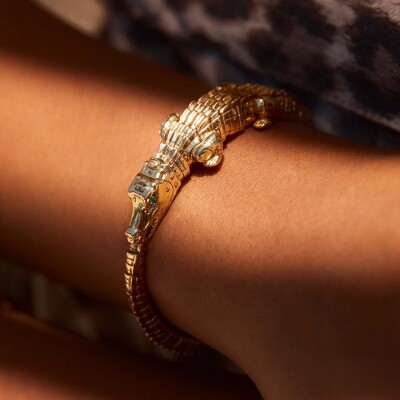 Bracelet Bibi van der Velden Alligator Wrap en or jaune et tsavorites
