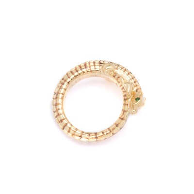 Bague Bibi van der Velden Alligator en or jaune et tsavorites