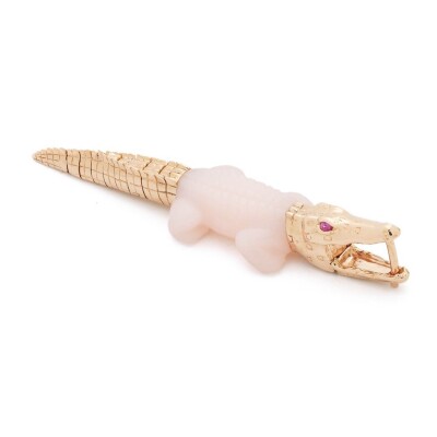 Bibi van der Velden single earring in yellow gold, pink opal, and pink sapphires