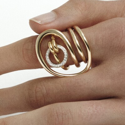 Bague Charlotte CHESNAIS Twin Lovers Pavé en or jaune et diamants