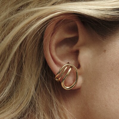 Mono boucle d'oreille Charlotte CHESNAIS Round Trip (Gauche) en or jaune