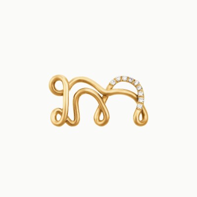 Collier Charlotte CHESNAIS Alphajoaillerie Lettre M en or jaune et diamants