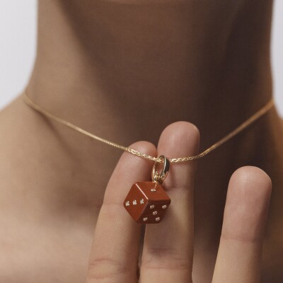 Mono Boucle d'Oreille/charm Marie Lichtenberg Dado 11mm en jaspe rouge