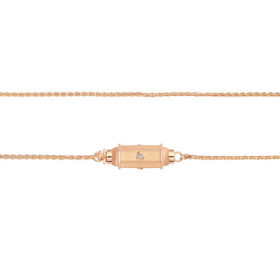 Collier Marie Lichtenberg Micro Locket Coco Diamants Bruns en or rose 42cm