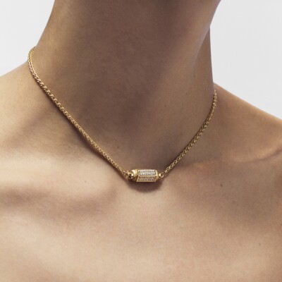 Collier Marie Lichtenberg Micro Lockets Coco pavé en or jaune et diamants 50cm