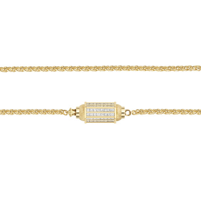 Collier Marie Lichtenberg Micro Lockets Coco pavé en or jaune et diamants 50cm