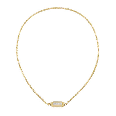 Collier Marie Lichtenberg Micro Lockets Coco pavé en or jaune et diamants 50cm