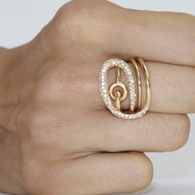 Bague Charlotte CHESNAIS Round Trip Petit Modèle pavée en or jaune et diamants