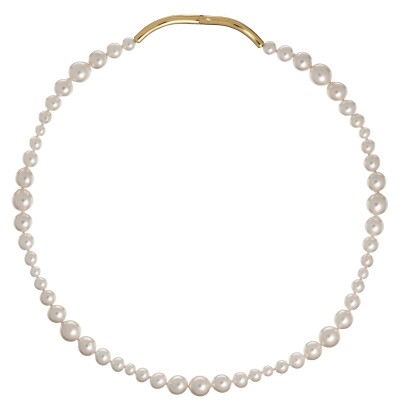 Charlotte CHESNAIS Wave Necklace in yellow gold, diamonds, and freshwater pearls