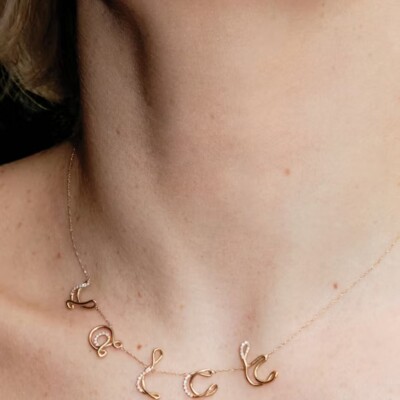 Collier Charlotte CHESNAIS Alphajoaillerie Lettre N en or jaune et diamants