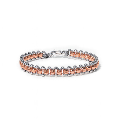 Bracelet HARRICANA grand modèle argent Diamond Cut en or rose et argent