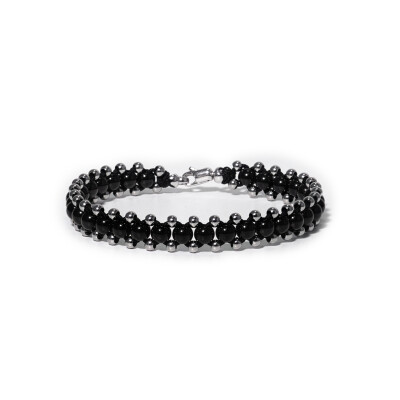 Bracelet HARRICANA Noir et Gris grand modèle en acier Inoxydable