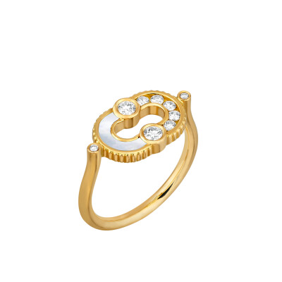 Viltier Magnetic Ring in Mother of Pearl and diamonds