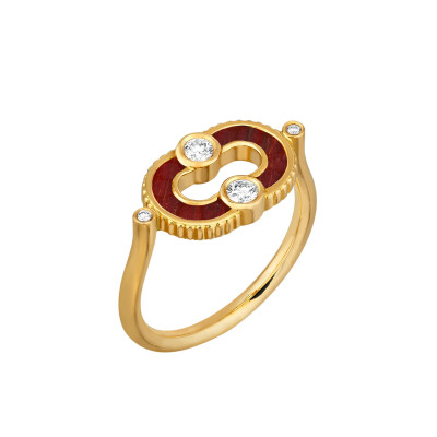 Bague Viltier Magnetic Oeil de Taureau en or jaune et diamants