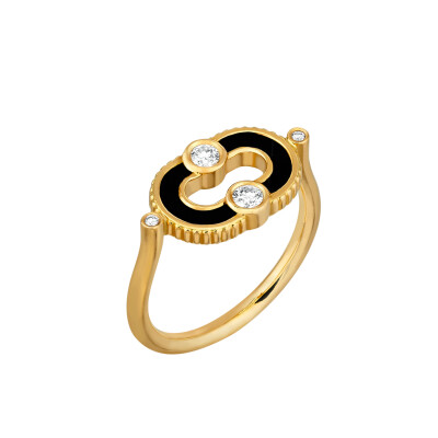 Bague Viltier Magnetic Onyx en or jaune et diamants