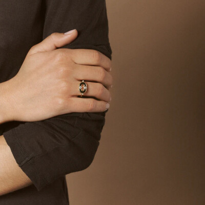 Bague Viltier Magnetic Onyx en or jaune et diamants