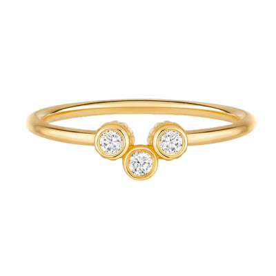 Bague Viltier Clique grand modèle en or jaune et diamants