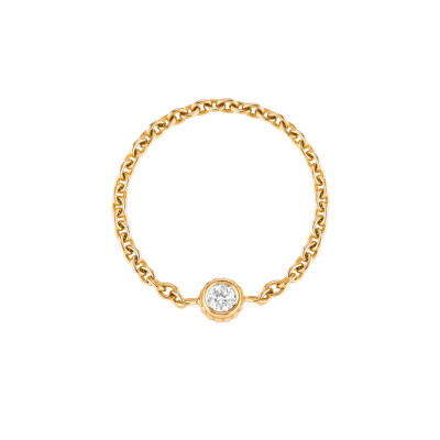 Bague sur chaine Viltier Clique Solo en or jaune et diamant