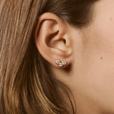 Boucles d'oreilles Viltier Clique grand modèle en or jaune et diamants