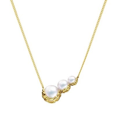 Tasaki Stretched Pendant in yellow gold with freshwater pearls
