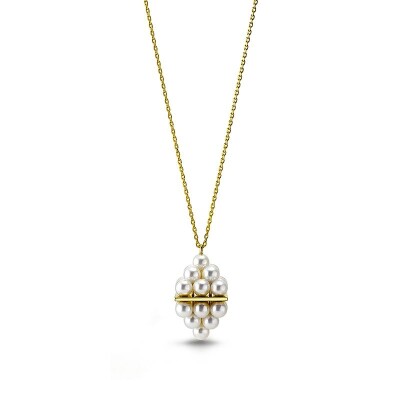 Tasaki M/G Pyramid Pendant in yellow gold with freshwater pearls