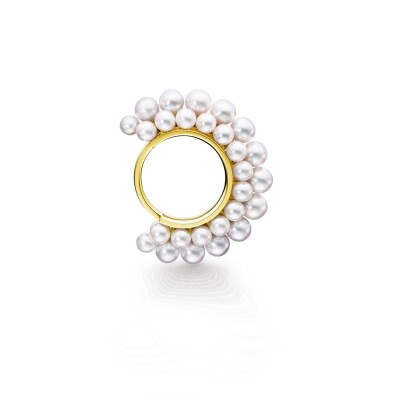 Tasaki M/G Pyramid Ring in yellow gold with freshwater pearls
