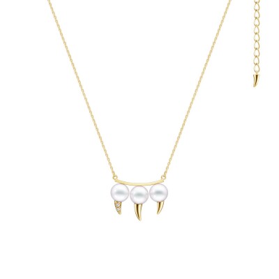 Tasaki Danger Plus Pendant in yellow gold, diamonds, and Akoya pearls
