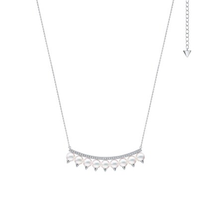 Tasaki Danger Plus Diamond Pavé Pendant in white gold, diamonds, and Akoya pearls