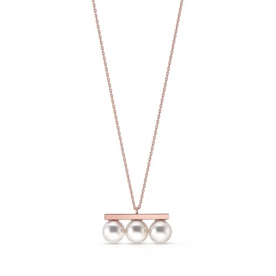 Tasaki Balance Neo Necklace in Sakura Gold rose gold with Akoya pearls
