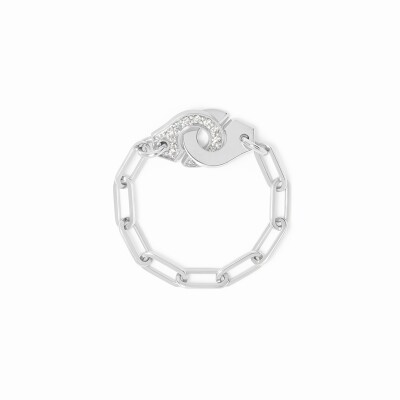 Bague chaîne Menottes dinh van demi-pavée en or blanc et diamants