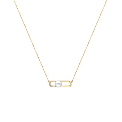 Tasaki Fine Links Necklace in yellow gold, diamonds, and Akoya pearls