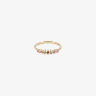 Sophie d'Agon Gaia 6 Red ring in yellow gold, with pink sapphires, emeralds and rubies