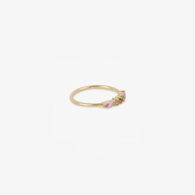 Sophie d'Agon Gaia 6 Red ring in yellow gold, with pink sapphires, emeralds and rubies