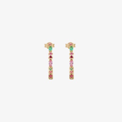 Sophie d'Agon Gaia 2 Red Hoop Earrings in yellow gold, rubies, emeralds and pink sapphires