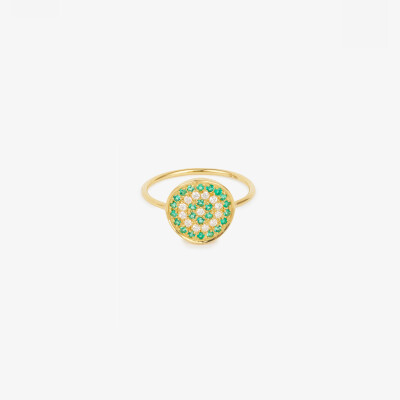 Sophied'Agon Yellowstone 1 Anis Ring in yellow gold, emeralds, and diamonds