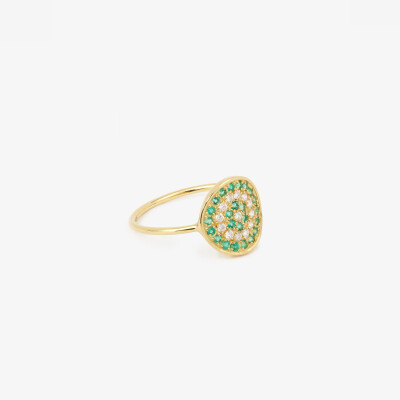 Sophied'Agon Yellowstone 1 Anis Ring in yellow gold, emeralds, and diamonds